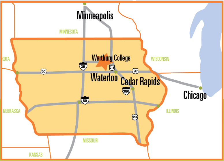 Shuttle Map of Iowa drop-off and pick up locations for the shuttle program