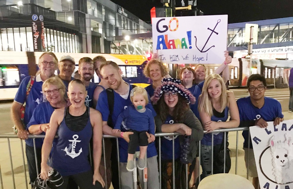 Alanna Olson with her support team at the American Ninja Warrior qualifying round in Minneapolis.