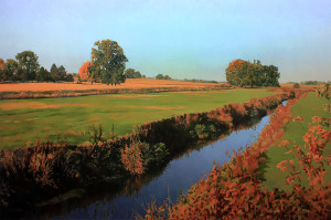 Kirk Hovenga art work of stream running through fields