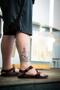 Jared McLey's "Sanctuary" tattoo was inspired by his experiences at St. Paul Lutheran Church in Waverly, Camp Ewalu in Strawberry Point, and the Wartburg Chapel.