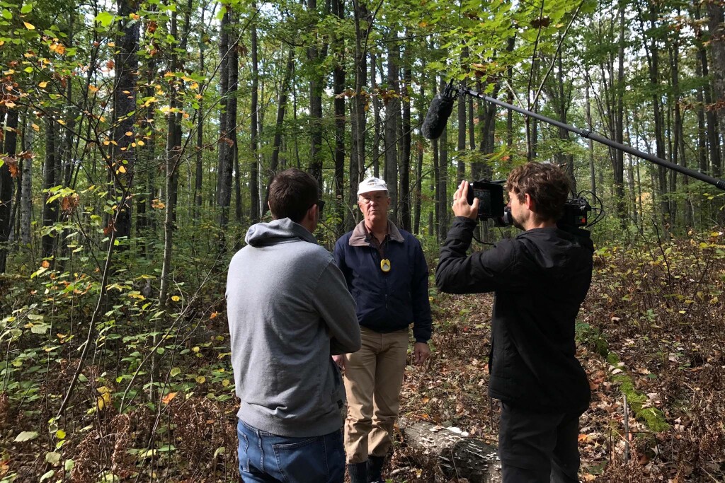 Tim Warmanen and another member of his crew interview Dr. Johann Bruhn for their documentary, "The Humongous Fungus Among Us."