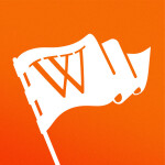 White flag with W on orange gradient