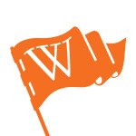 Orange flag with W on white background