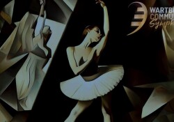 AI imagery created by Jim Infelt for the Wartburg Community Symphony depicting abstract ballerinas