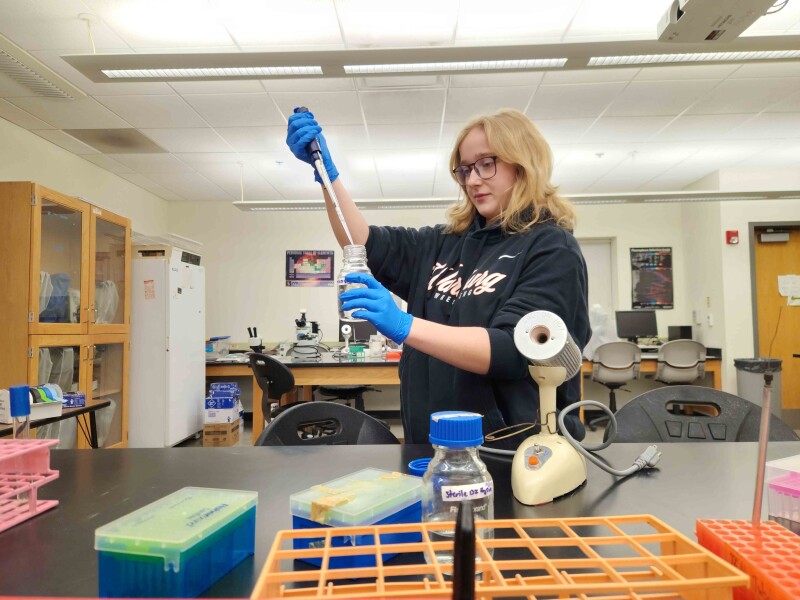 Rachel Bender works on a project in the lab.